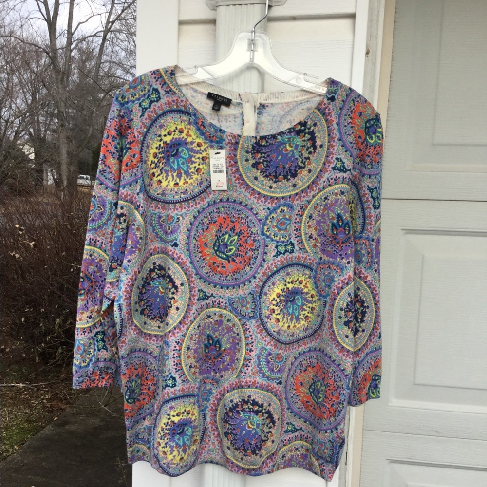 NWT Talbots Lavender Blue Orange Yellow Sweater - Picture 2 of 4